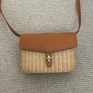 Brand new J. McLaughlin straw crossbody bag